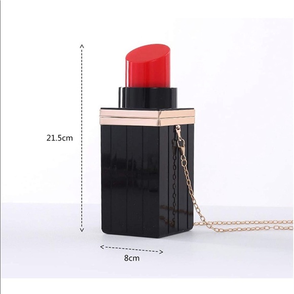 Acrylic Black Lipstick Shape Evening Bag - Picture 5 of 5
